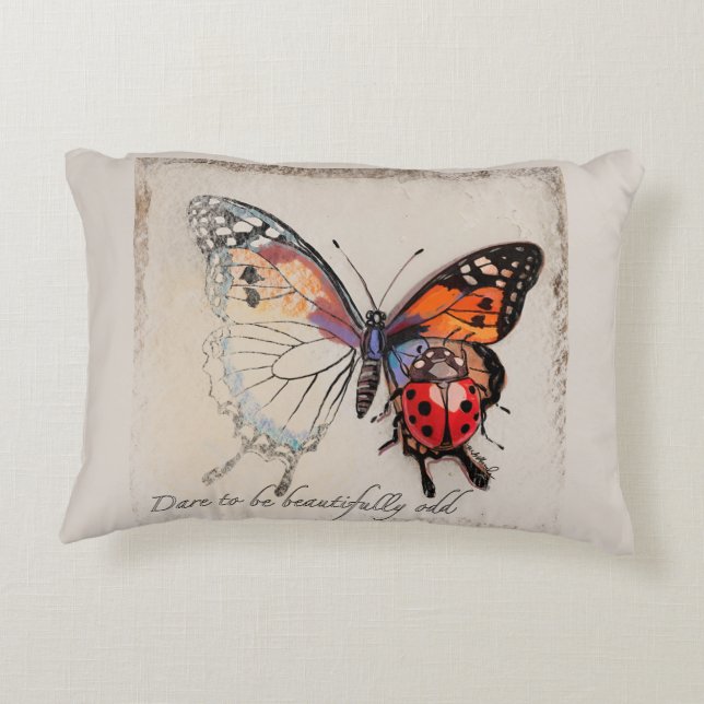 Butterfly and Ladybug Decorative Cushion (Back)