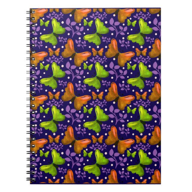 Butterfly and Leaf Seamless Pattern | Nature Inspi Notebook (Front)