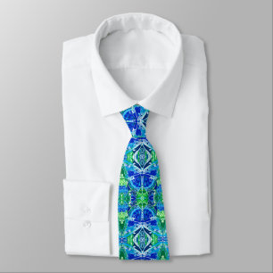Butterfly and Medallion Batik Pattern in Blue Tie