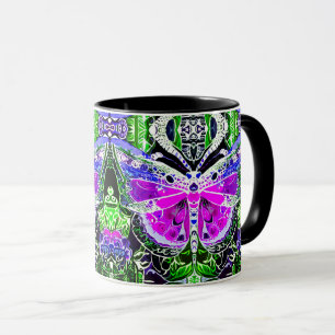 Butterfly and Medallion Batik Pattern in Violet  Mug