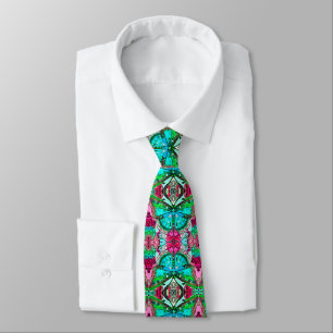 Butterfly and Medallion Batik Pattern Turquoise Tie