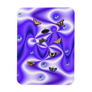 Butterfly and Pearls on purple Silk Magnet