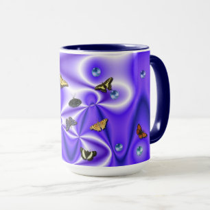 Butterfly and Pearls on purple Silk Mug