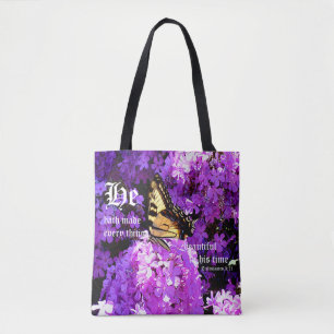 Butterfly and Phlox, Ecclesiastes 3:11 Tote Bag