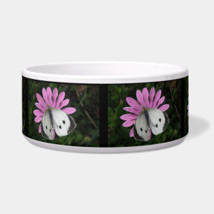 Butterfly and Pink Flower Dog Bowl