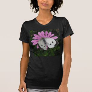 Butterfly and Pink Flower Ladies T Shirt