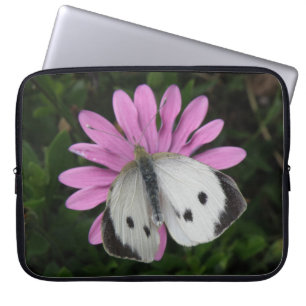 Butterfly and Pink Flower Laptop Bag