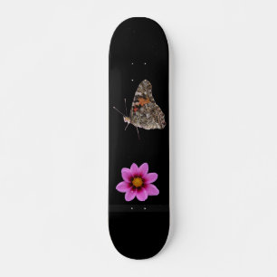 Butterfly and Pink Flower Skateboard