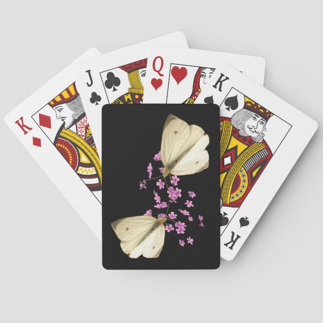 Butterfly and Pink Flowers Playing Cards (Back)