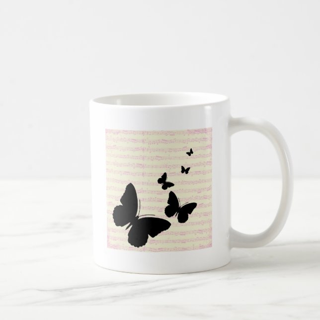 Butterfly and Pink Notes Coffee Mug (Right)