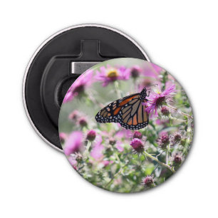 Butterfly and Purple Meadow Flowers Bottle Opener
