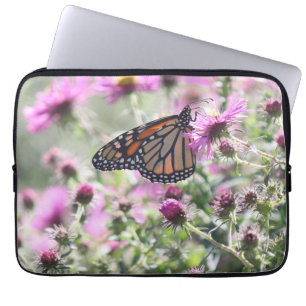 Butterfly and Purple Meadow Flowers Laptop Sleeve