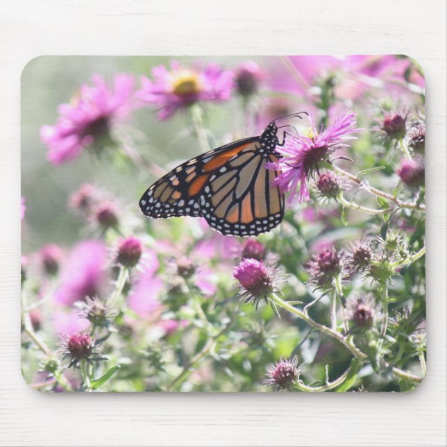 Butterfly and Purple Meadow Flowers Mouse Pad (Front)