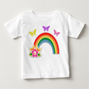 Butterfly and Rainbow T Shirt for Toddler Girls