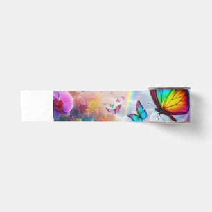 Butterfly and Rainbow Wrapping Paper Satin Ribbon