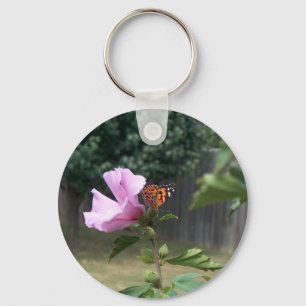 Butterfly and Rose of Sharon Key Ring