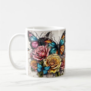 Butterfly and Roses Coffee Mug