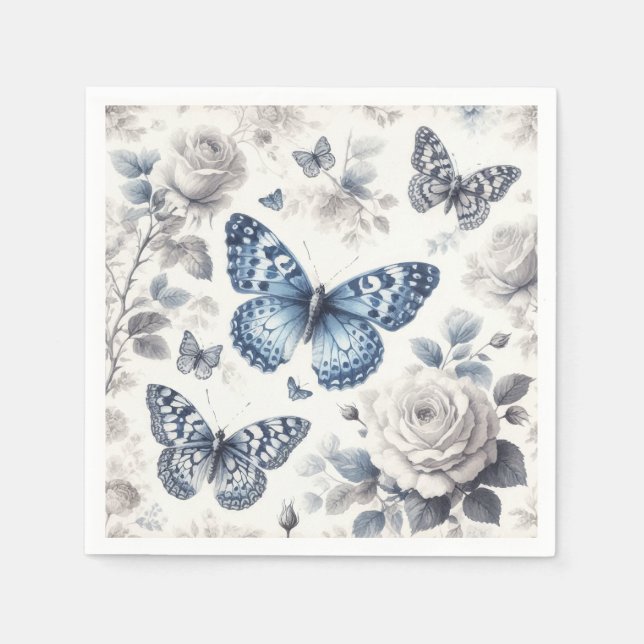 Butterfly and roses napkin (Front)