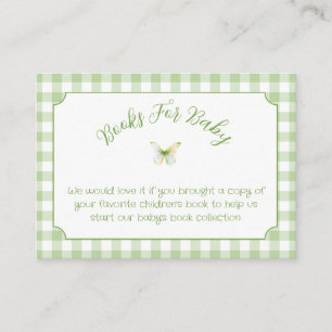 Butterfly and Sage Green Gingham Books for Baby Enclosure Card