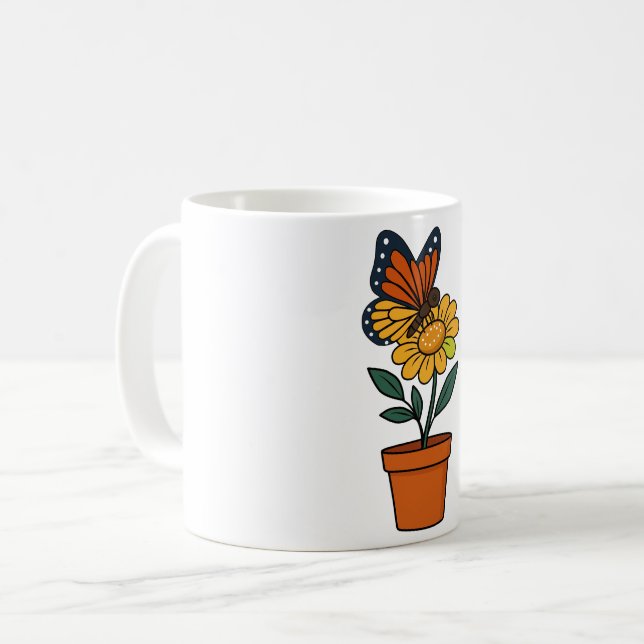 butterfly and sun flower coffee mug (Front Left)