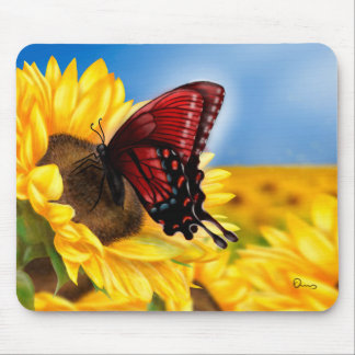 Butterfly and Sunflower Mouse Pad
