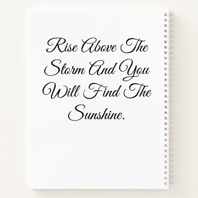 Butterfly And Sunflower With Inspirational Quote.  Notebook (Back)
