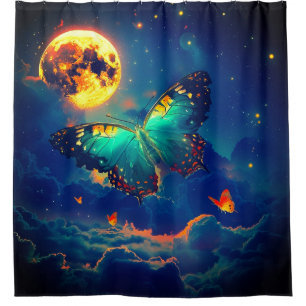 Butterfly and the Moon Shower Curtain