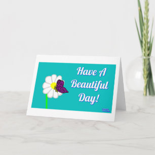 Butterfly And White Daisy Horizontal Greeting Card