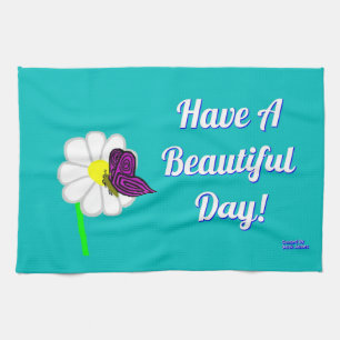 Butterfly And White Daisy Kitchen Towel