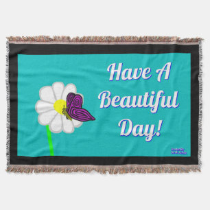 Butterfly And White Daisy Throw Blanket. Blanket