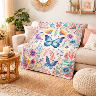 Butterfly and Wildflower Garden Sherpa Blanket