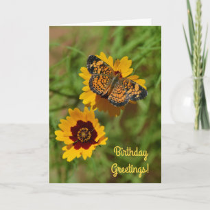 Butterfly and Wildflowers Floral Birthday Card