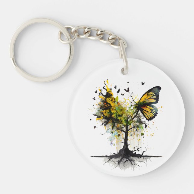 Butterfly Animal Creative Art Key Ring (Front)