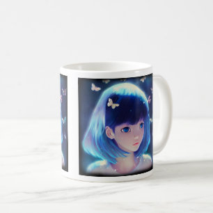 Butterfly Anime Girl Classic Mug, 11 oz Coffee Mug