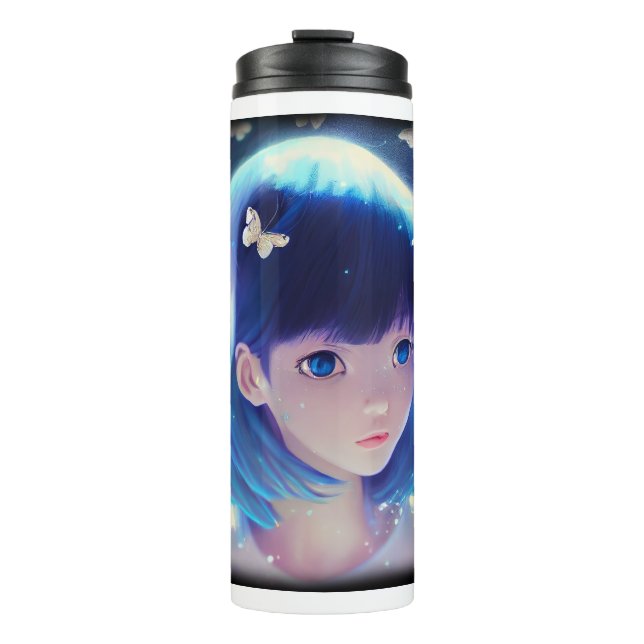 Butterfly Anime Girl Thermal Tumbler  (Front)
