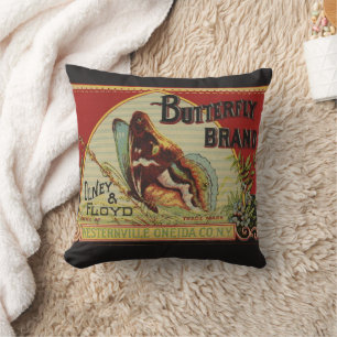 Butterfly Antique Advertising Label Cushion