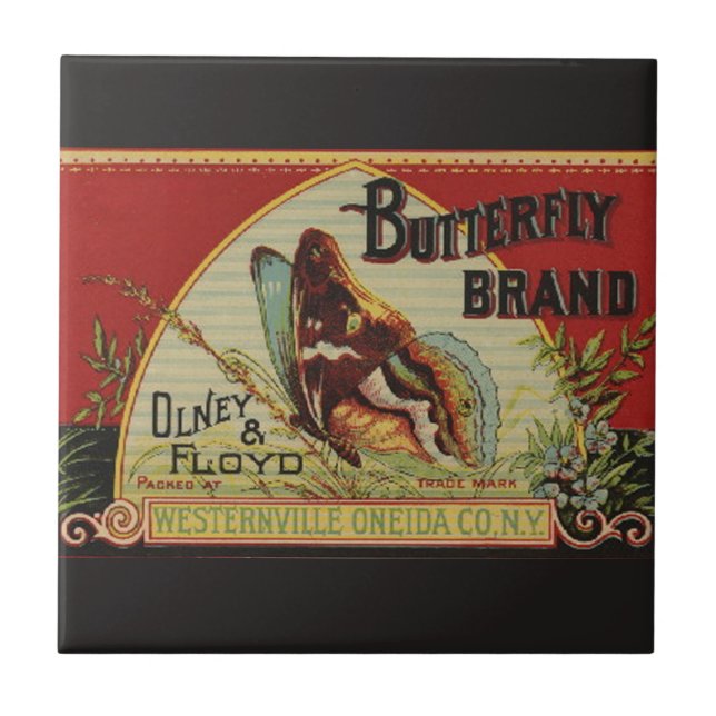 Butterfly Antique Advertising Label Tile (Front)