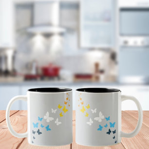 Butterfly AroAce Pride - AroAce Flag Colours Two-Tone Coffee Mug