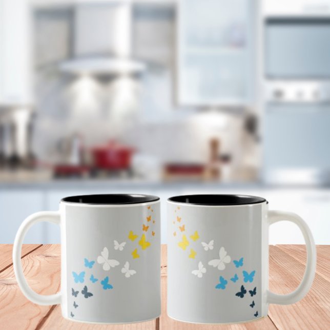 Butterfly AroAce Pride - AroAce Flag Colours Two-Tone Coffee Mug (Creator Uploaded)