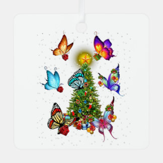 butterfly around christmas tree butterflies xmas l metal tree decoration