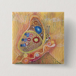 Butterfly Art Drawing 15 Cm Square Badge