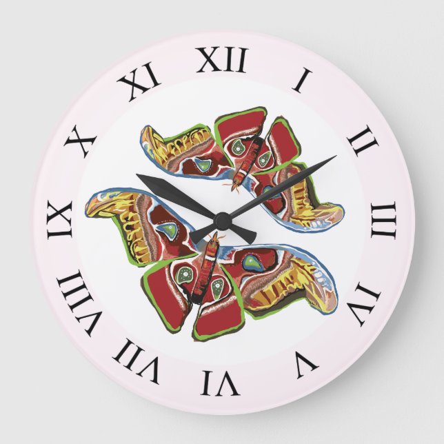 Butterfly Art Drawing Large Clock (Front)