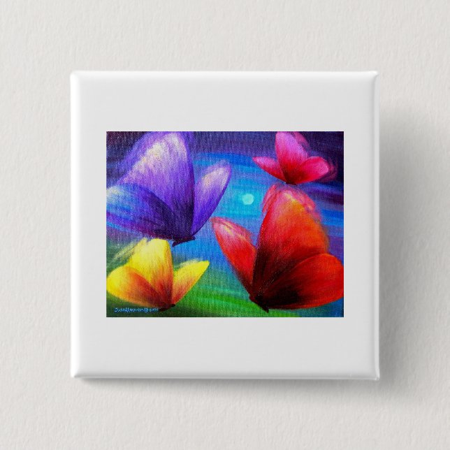 Butterfly Art Painting - Multi 15 Cm Square Badge (Front)