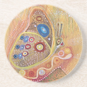 Butterfly Art Painting Sandstone Drink Coaster