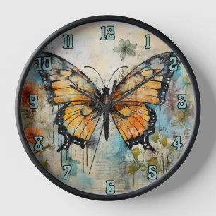 Butterfly Art Wall Clock, Butterfly Clock