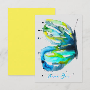 Butterfly art watercolor blue card
