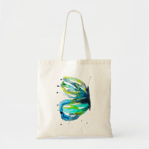 Butterfly art watercolor blue tote bag