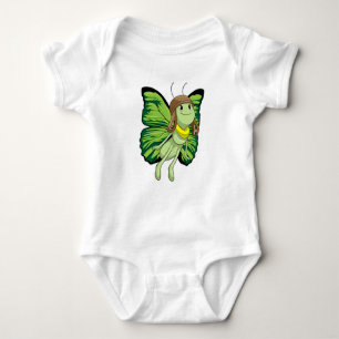 Butterfly as Pilot with Pilot hat Baby Bodysuit