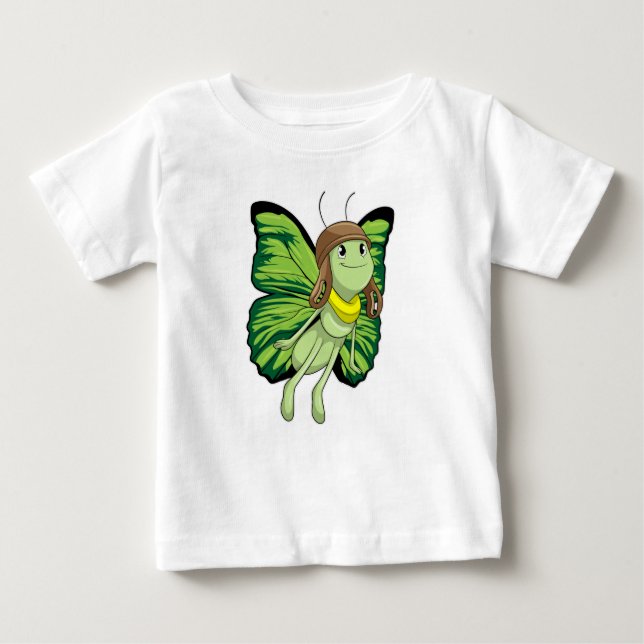 Butterfly as Pilot with Pilot hat Baby T-Shirt (Front)