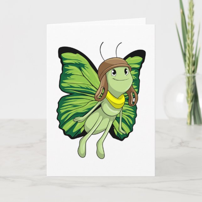 Butterfly as Pilot with Pilot hat Card (Front)